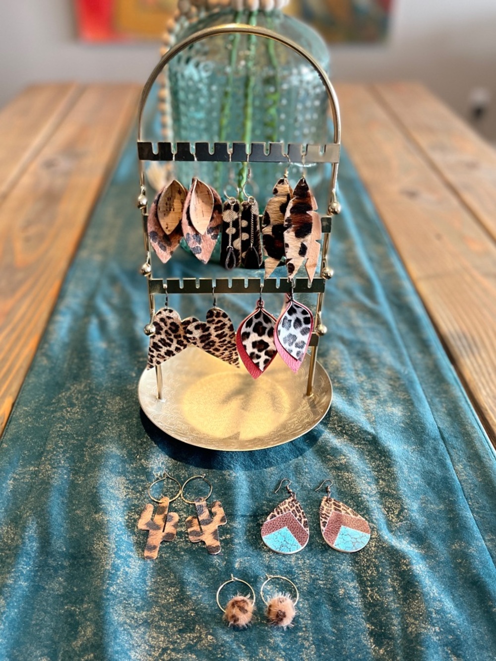 Earring Lot - Mixed Animal Print Leather Earrings 8 Pair - Multi Color
